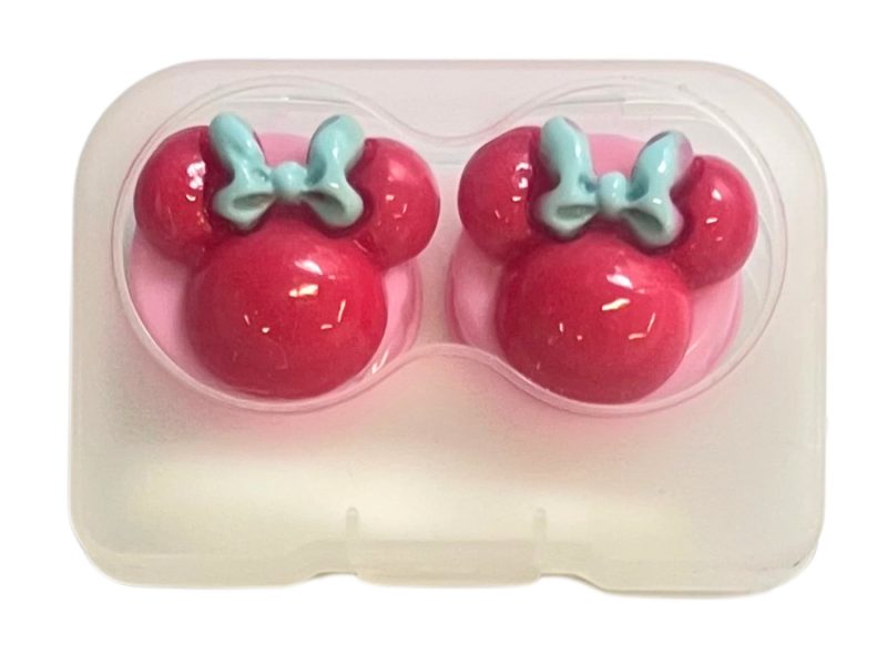 Minnie figure contact lens storage set, Colour: pink base, red, blue bow
