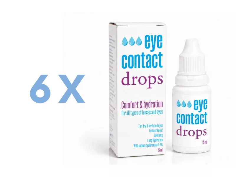 EyeContact Drops – Hydrating Comfort Eye Drops, 6x15 ml