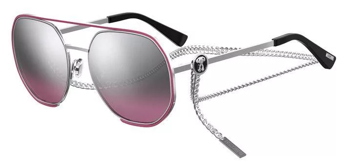 FINAL PRICE NEW MOSCHINO MOS052/S MU1E8 FUCHSIA ROUND WITH CHAIN SUNGLASSES MOSCHINO MOS052/S MU1 E8 SUNGLASSES - Fuschia / Grey to pink  main image 2